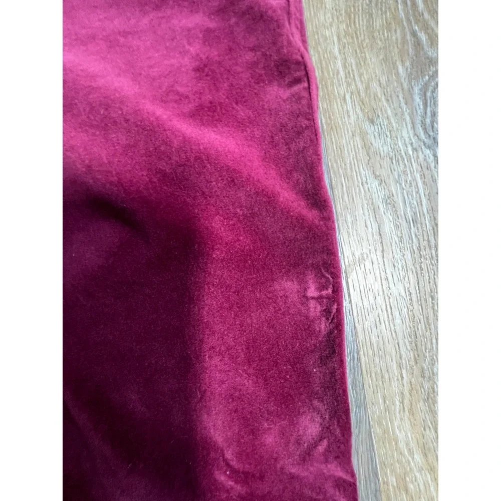 Lands End Velvet Slim Pants Womens 10 Burgundy Good Mid Rise Corduroy Trousers